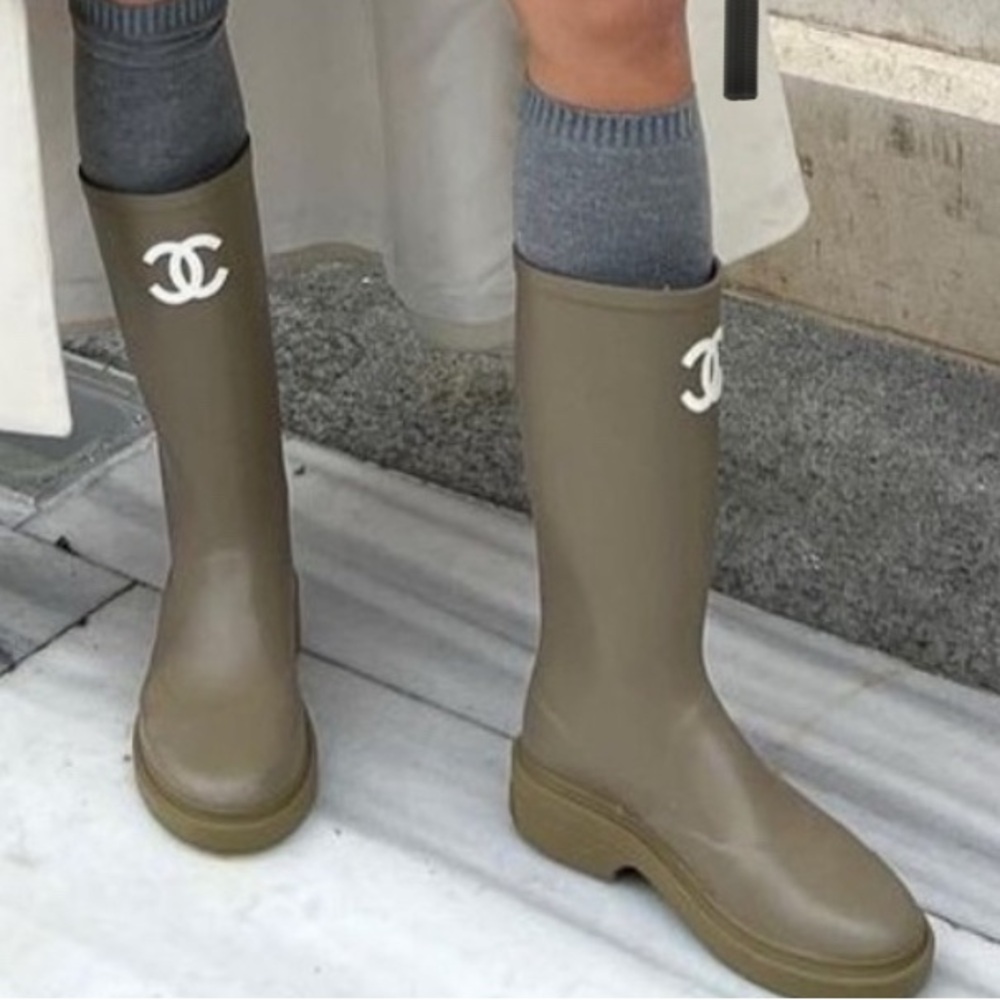 CHANEL Women's dark beige Rain Boots